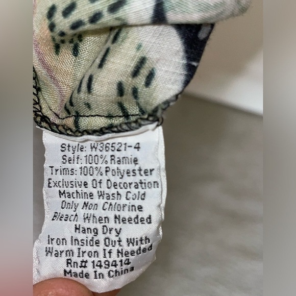 Johnny Was Workshop Tropical Puff Sleeve Tunic Dress in Green Multicolor XS - Picture 5 of 12